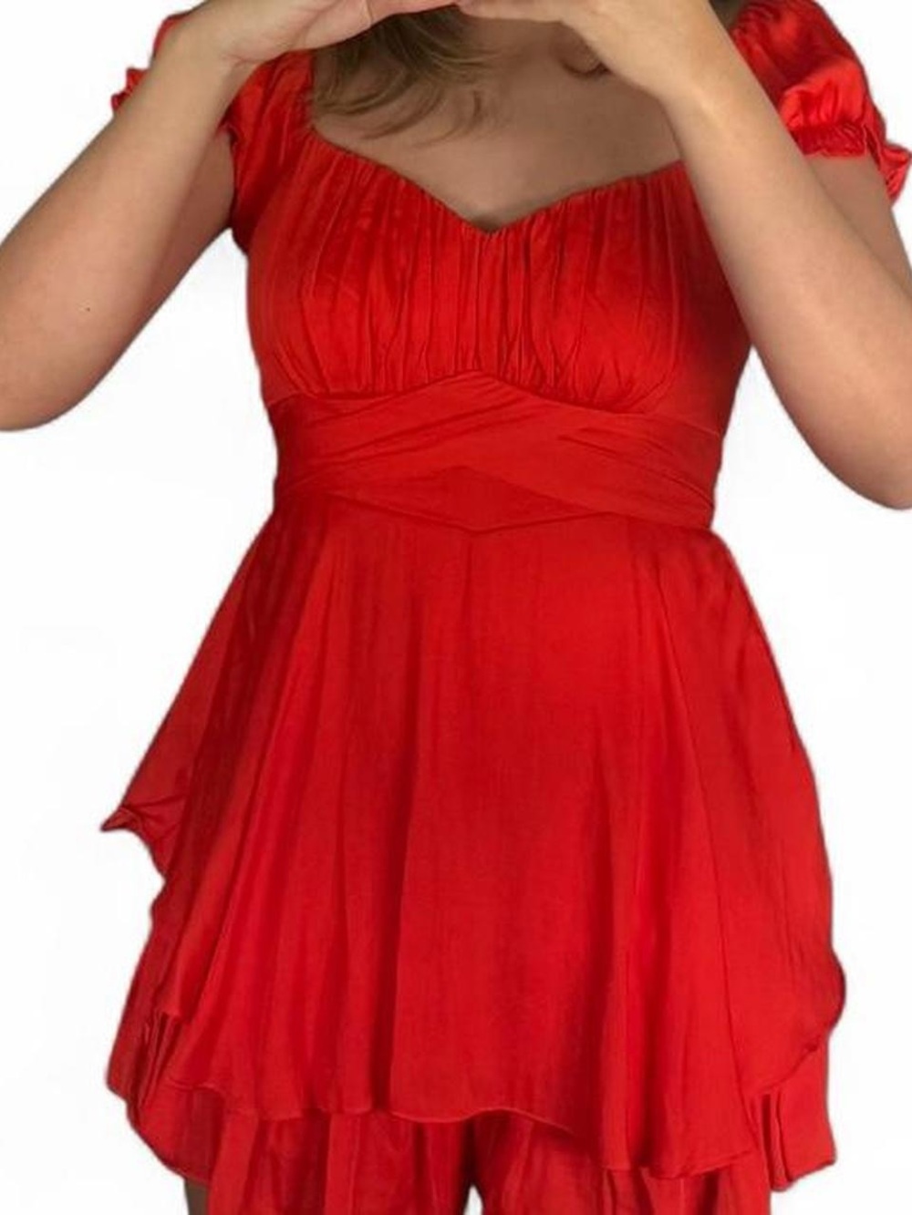 Women’s Red Sweetheart Tiered Mini Dress